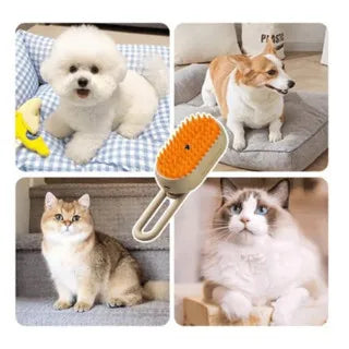 Escova a Vapor 3 em 1: Limpeza, Massagem e Brilho para seu Pet!