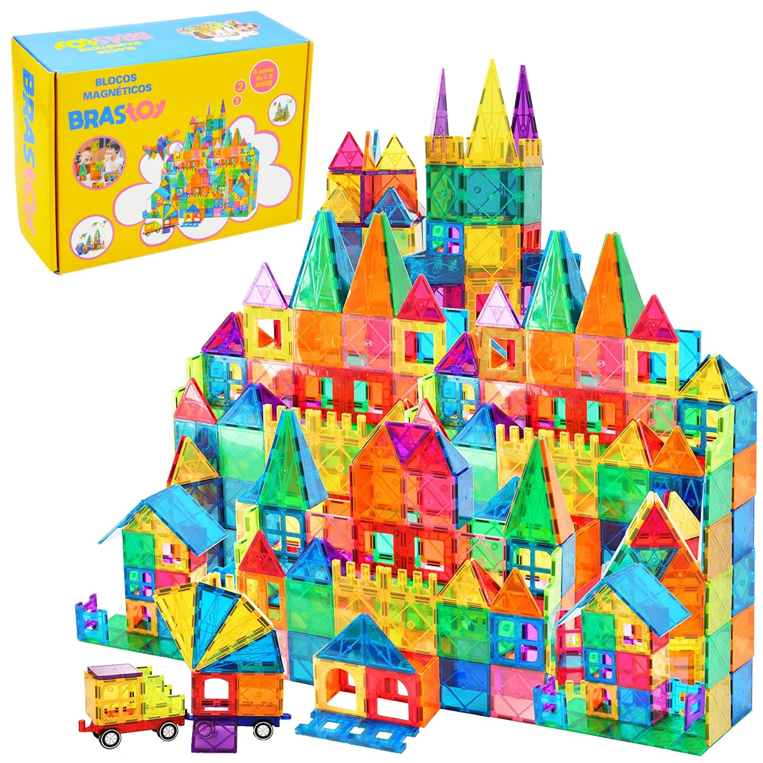 Blocos de Montar Magnéticos 3D: Kit de 65 Peças para Aventura e Aprendizagem!
