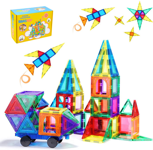 Blocos de Montar Magnéticos 3D: Kit de 65 Peças para Aventura e Aprendizagem!